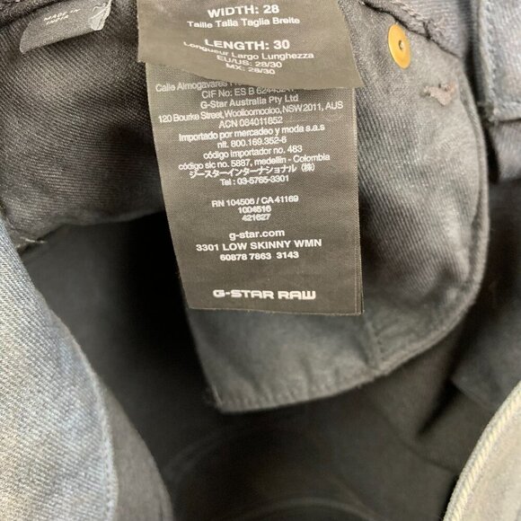G Star Raw Womens Pants 28 Gray Blue Waxed Jeans 3301 Low Skinny Glitter 28x29 - Picture 8 of 13